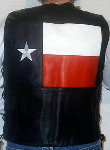 Women's Leather Vest with Texas Flag Patch on Back TS7SL